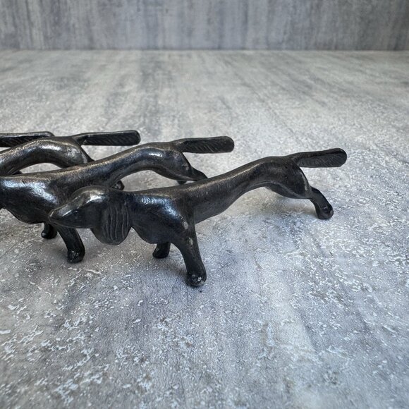 Vintage Silver Plated Dachshund 4 Dogs Knifes/Spoons Cutlery Rests - Picture 2 of 9